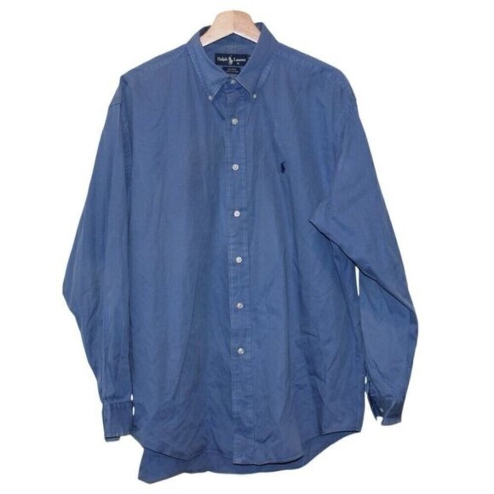 Ralph Lauren VINTAGE 99’s Blue 100% Cotton Blake Button Down Shirts Men's Size L